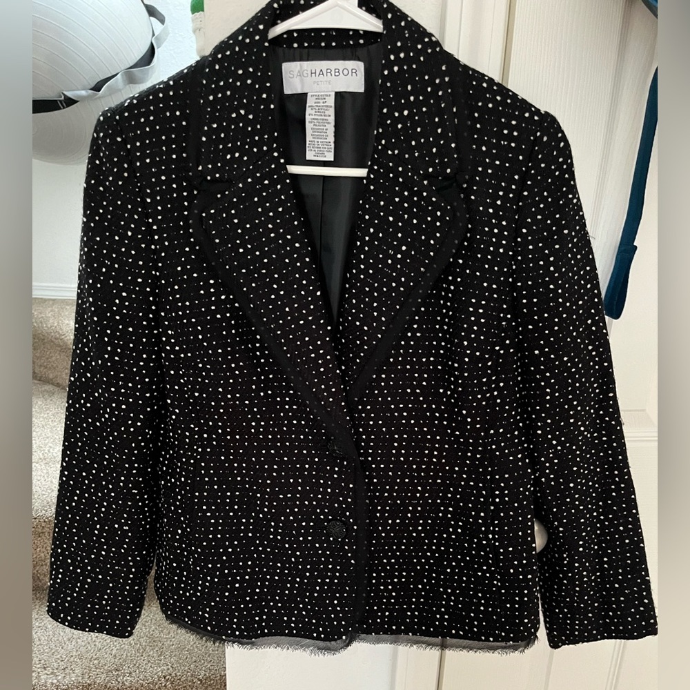 Sag Harbor Black and White Polka Dot Blazer